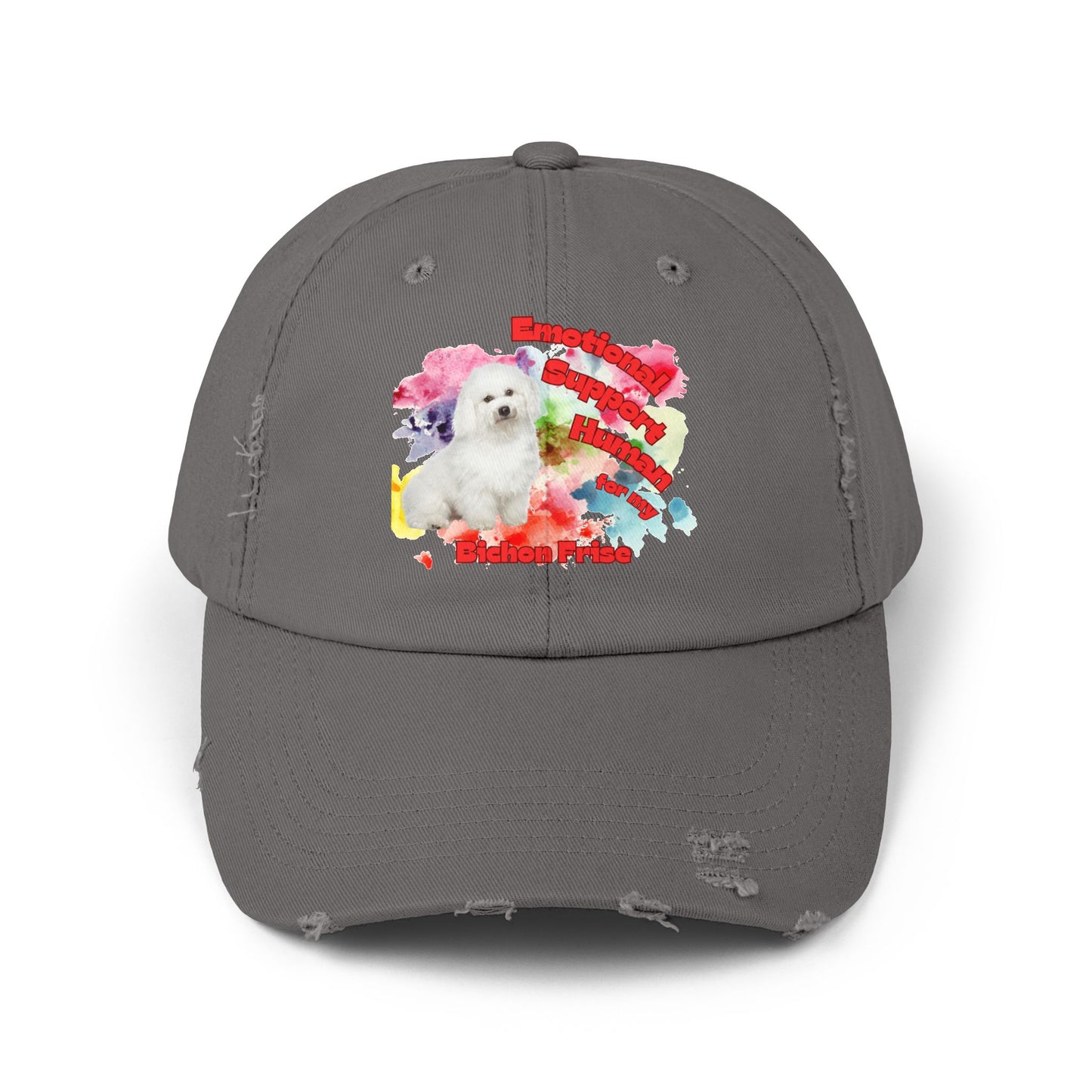 Emotional Support Human for My Bichon Frise Distressed Dad Hat - Baseball Cap