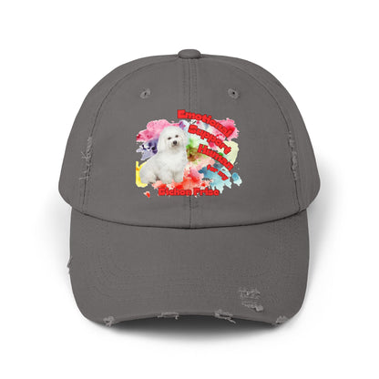 Emotional Support Human for My Bichon Frise Distressed Dad Hat - Baseball Cap