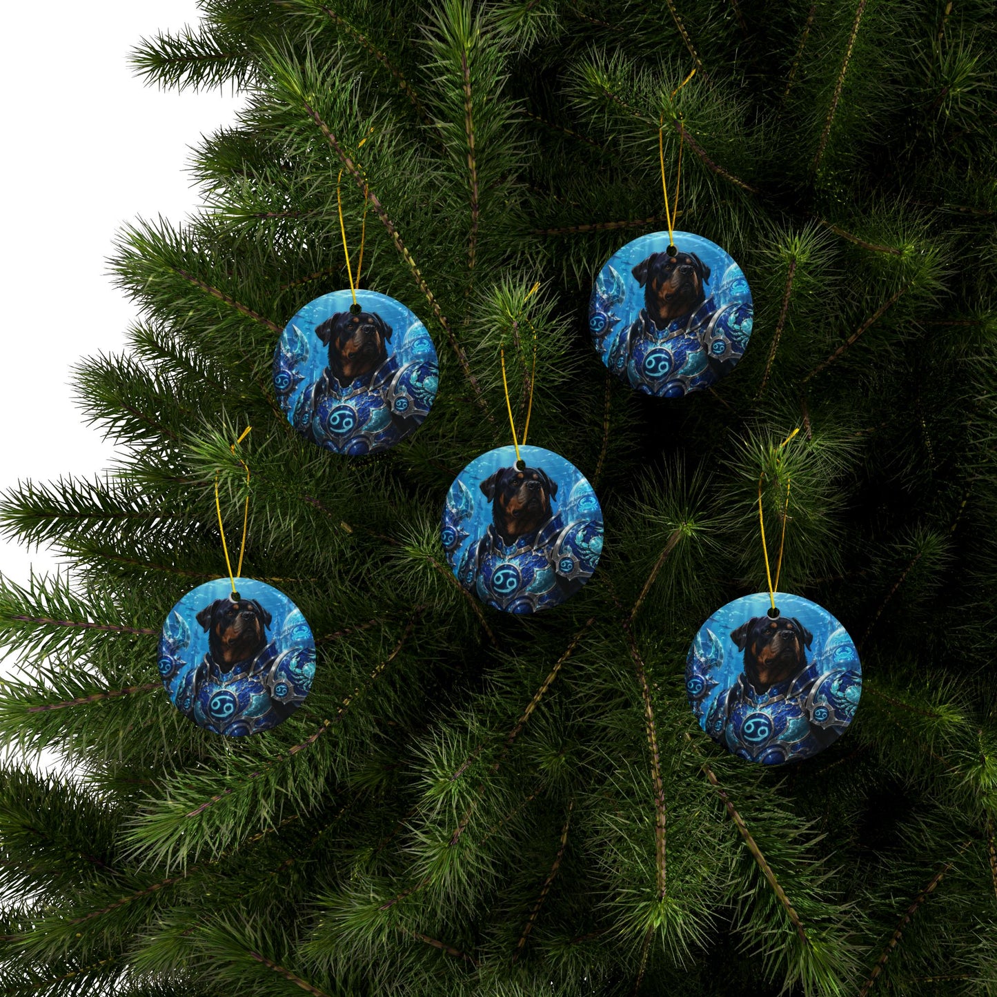 Rottweiler Knight Ceramic Ornament — Fantasy Armor Dog Christmas Decoration