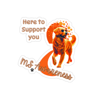 Golden Retriever "Here to Support You" MS Awareness Sticker