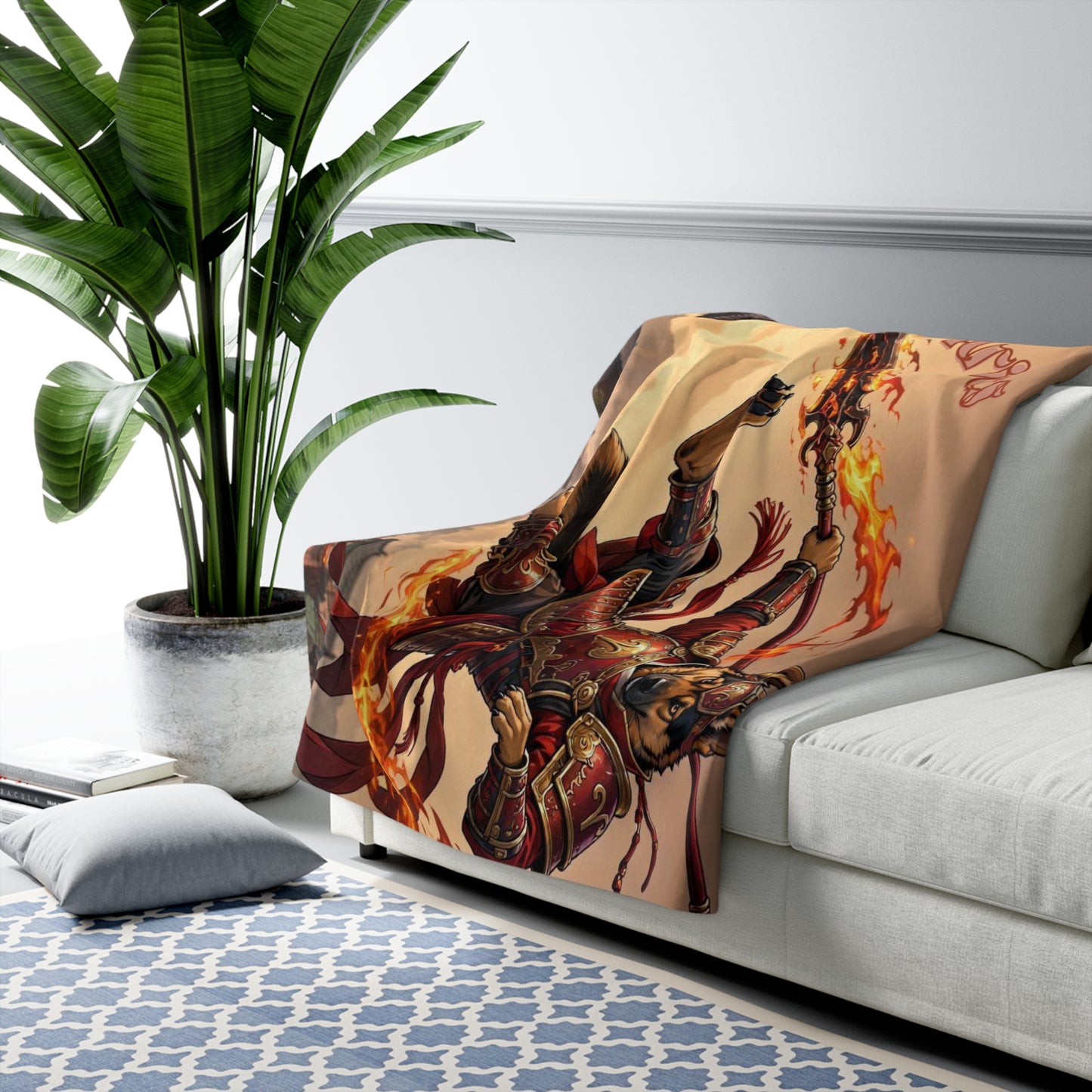 Aries German Shepherd Warrior Sherpa Blanket