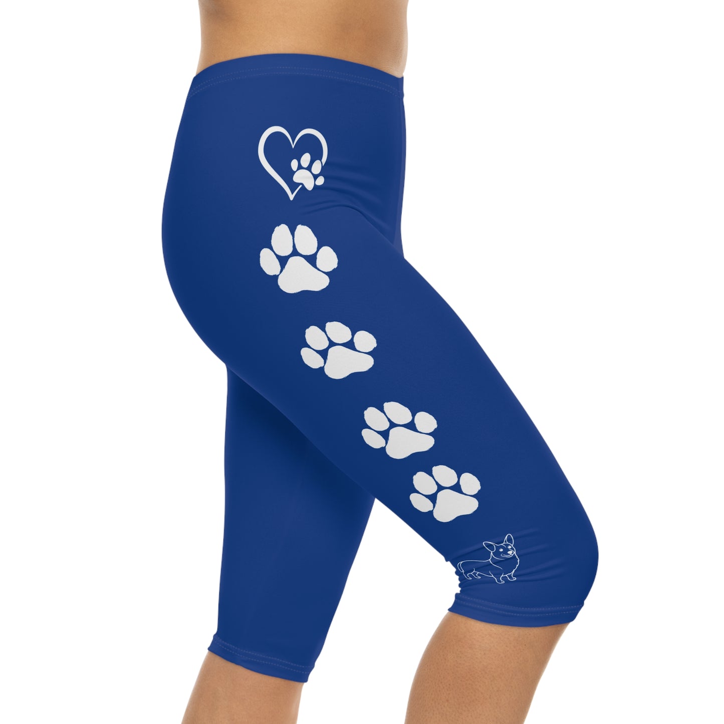Paw Print and Corgi  Women's Capri Leggings,