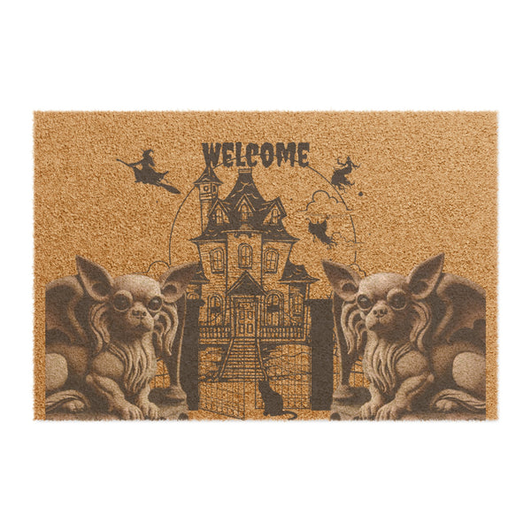 Chihuahua gargoyle Angel Doormat and Door Protection Gothic Halloween design