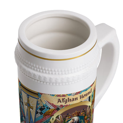 Afghan Hound Floral Crest Ceramic Beer Stein Mug