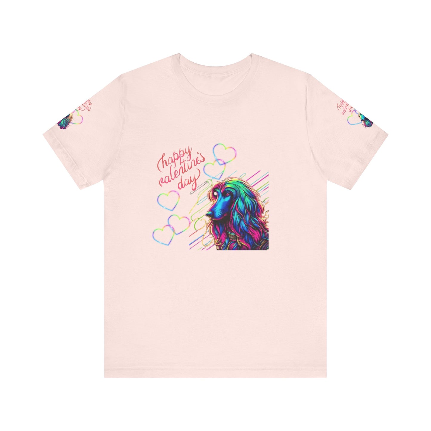 Afghan Hound Neon Hearts Valentine Tee