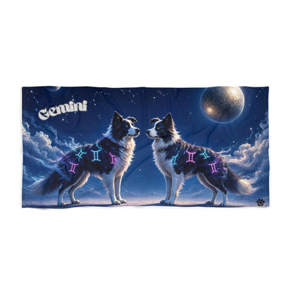 Gemini Border Collie Celestial Beach Towel