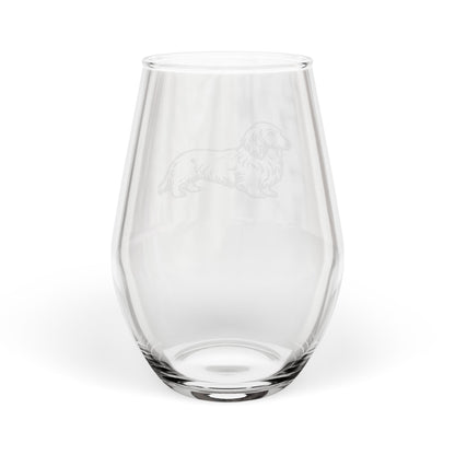 Long Hair Dachshund Sketch and Serve Engraved Stemless Wineglass