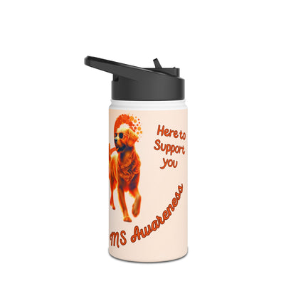 Golden Retriever "Lean on Me" MS Awareness Stainless Steel Water Bottle