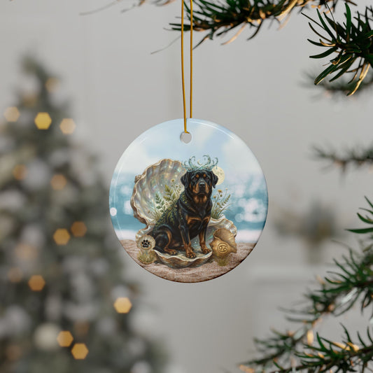 Cancer Zodiac Rottweiler Elements Text-Free Premium Ceramic Ornament