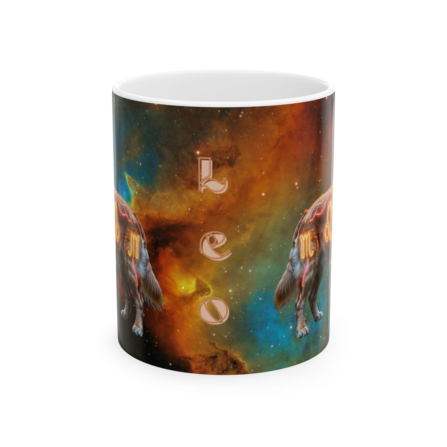 Golden Retriever Leo Zodiac Ceramic Mug - Celestial Astrology Coffee Cup