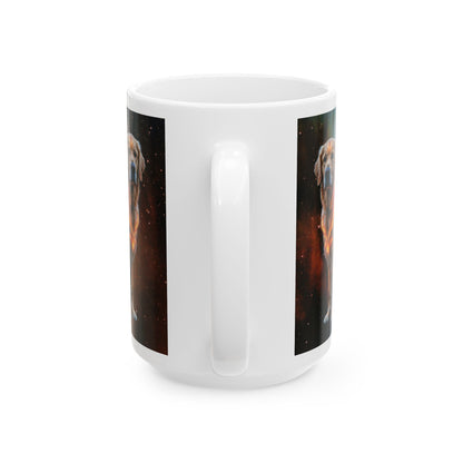 Golden Retriever Leo Zodiac Ceramic Mug - Celestial Astrology Coffee Cup