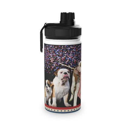 Patriotic American Bulldog Stainless Steel Water Bottle, Sports Lid