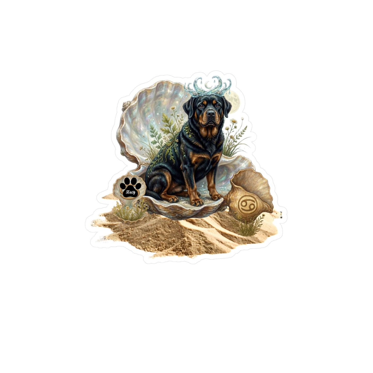 Cancer Zodiac Rottweiler Elements Die-Cut Vinyl Sticker