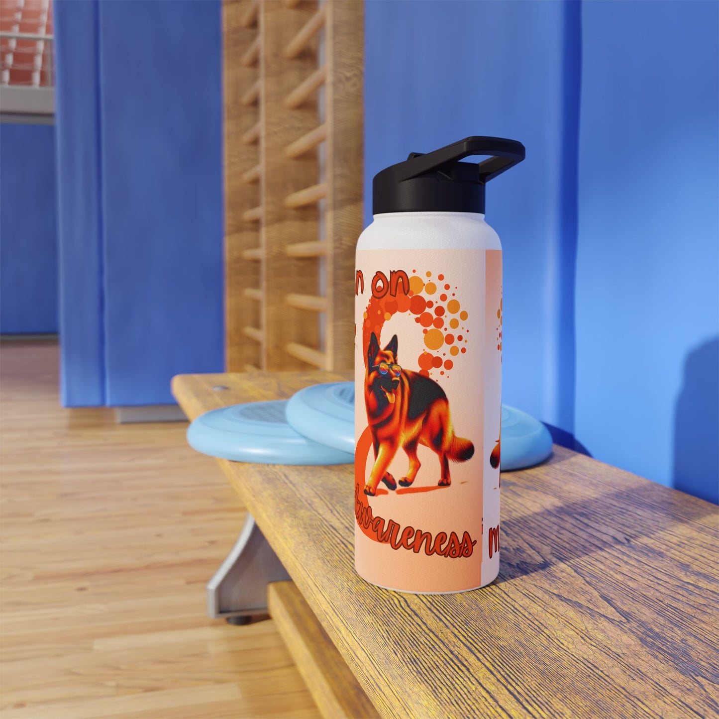 MS Awareness German shepherd "Lean on me" Stainless Steel Water Bottle