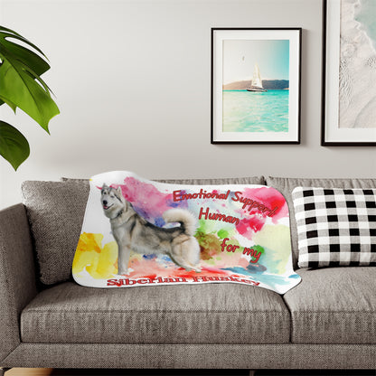 Siberian Husky Emotional Support Sherpa Blanket - Cozy Comfort in Two Colors