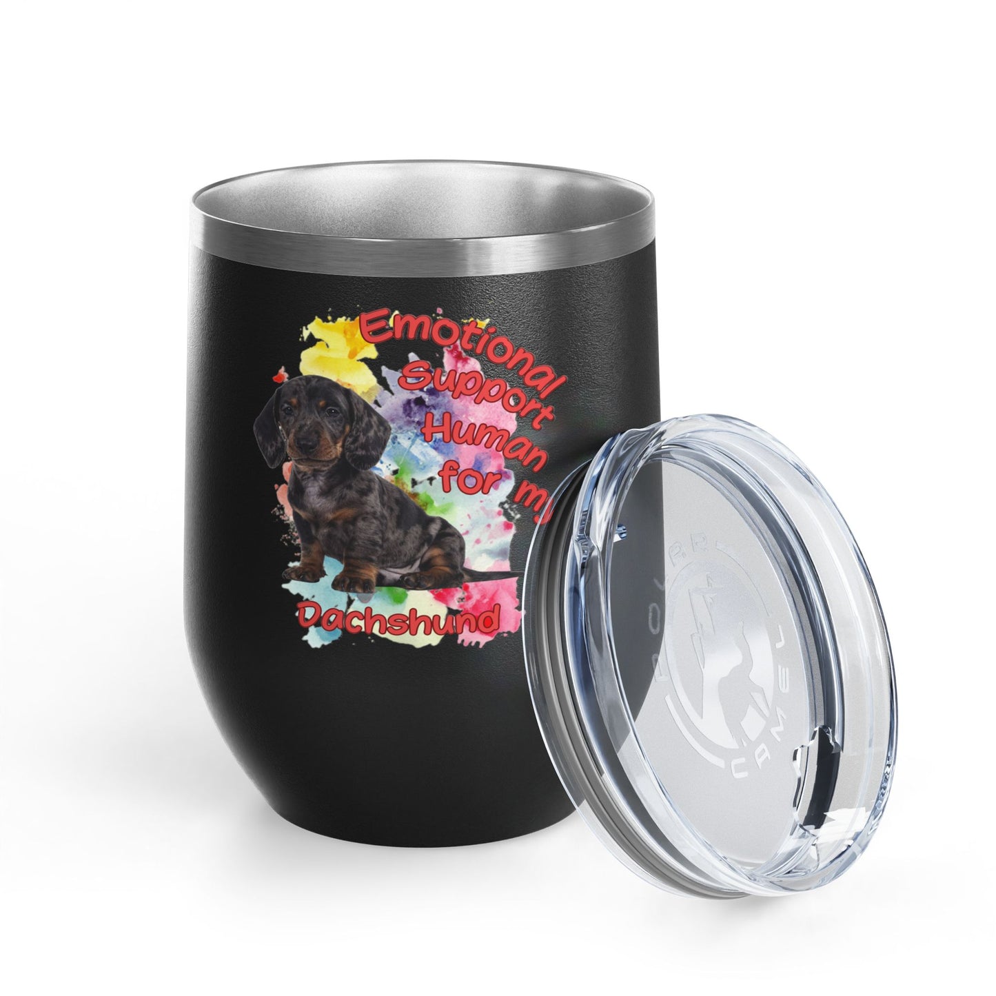 Emotional Support Human for my Dachshund Smooth Hair Wine Tumbler