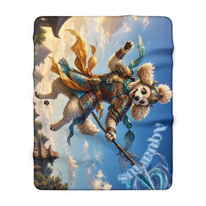 Aquarius Poodle Warrior Sherpa Blanket