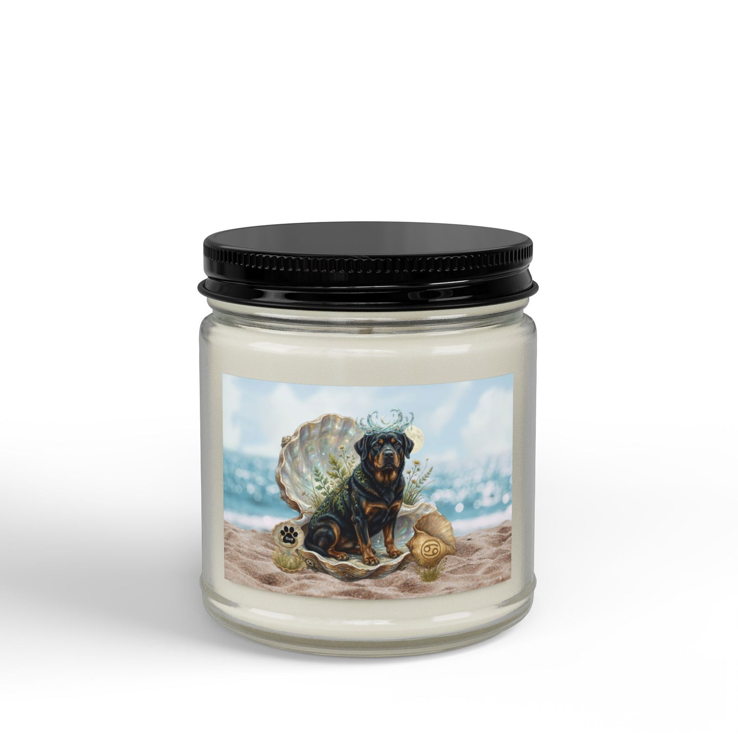 Cancer Zodiac Rottweiler Elements Text-Free Luxury Scented Soy Candle