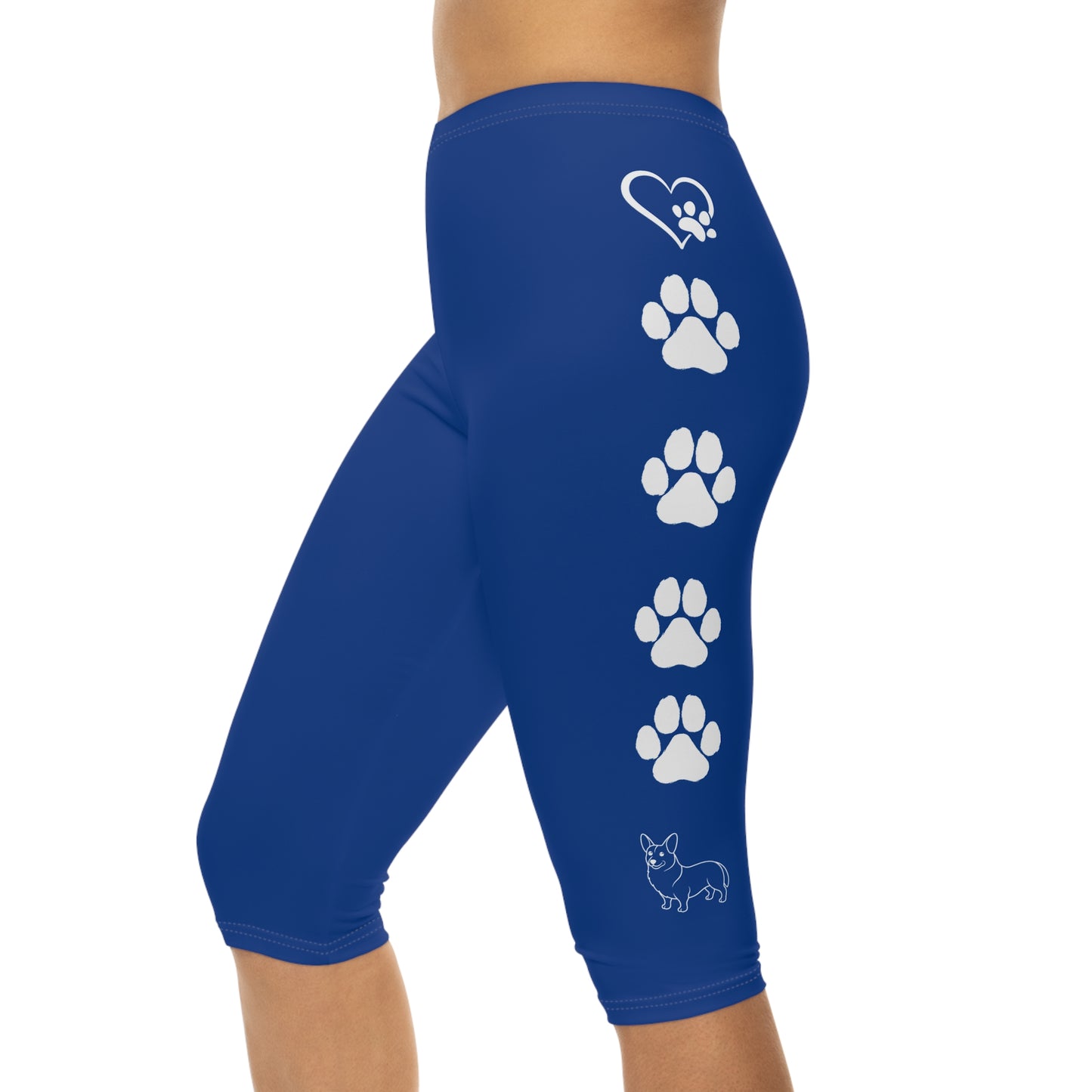 Paw Print and Corgi  Women's Capri Leggings,