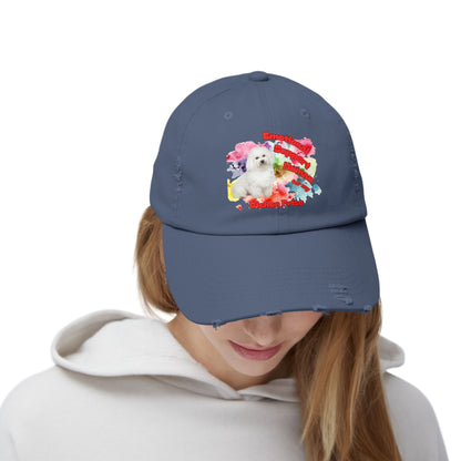 Emotional Support Human for My Bichon Frise Distressed Dad Hat - Baseball Cap