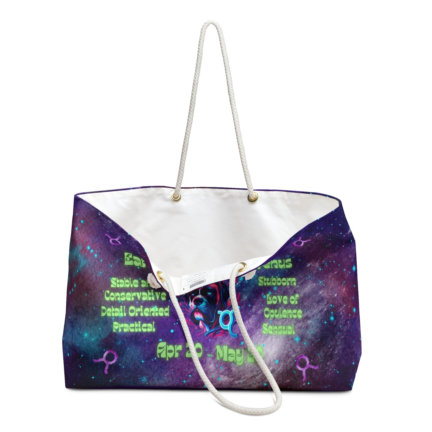 Celestial Zodiac Taurus Weekender Bag Boxer Neon Surreal Taurus Symbol Zodiac Dog Breeds