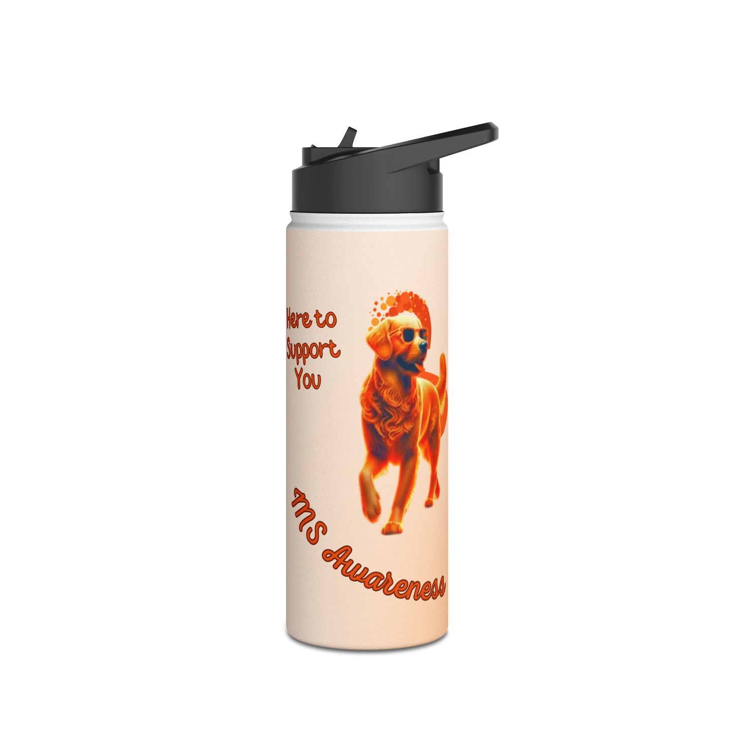 Golden Retriever "Lean on Me" MS Awareness Stainless Steel Water Bottle