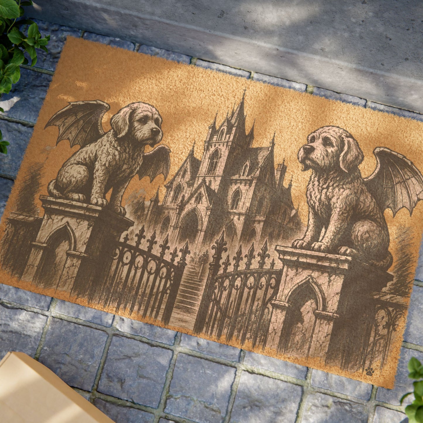 Doodle Gargoyle Angel Gothic Protector Welcome Mat