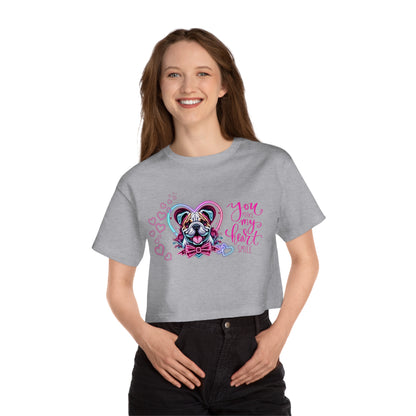 American Bulldog Neon Hearts Valentine Crop Top