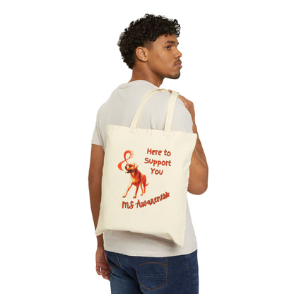 MS Awareness Labrador Retriever Here to support you. Cotton Canvas Tote Bag