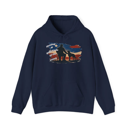 Healing at Both Ends of the Leash™ – Veterans Day Support Unisex Heavy Blend Hooded Sweatshirt