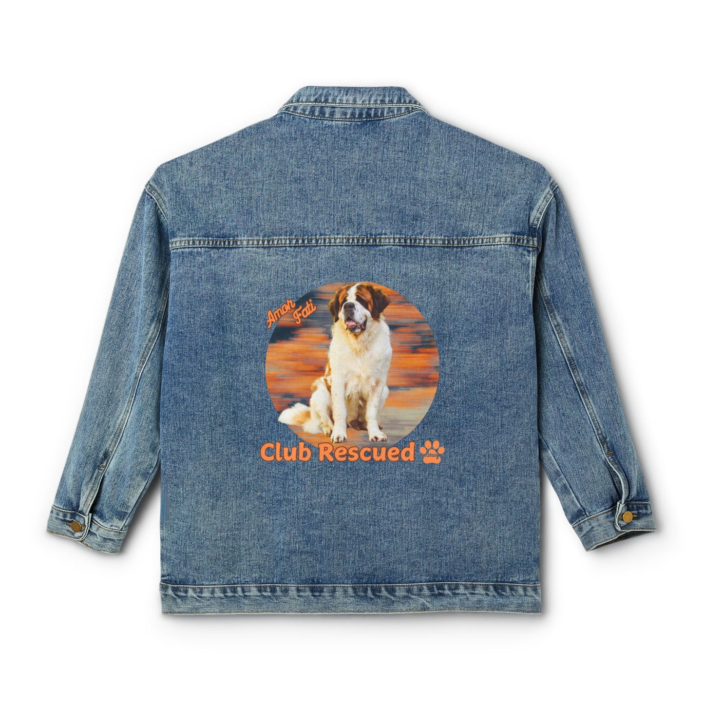 Saint Bernard Club Rescued Women’s Denim Jacket "Amor Fati"