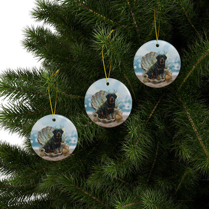 Cancer Zodiac Rottweiler Elements Text-Free Premium Ceramic Ornament
