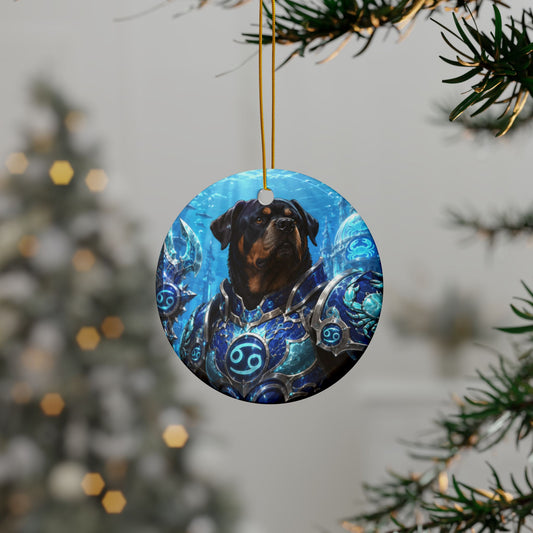 Rottweiler Knight Ceramic Ornament — Fantasy Armor Dog Christmas Decoration