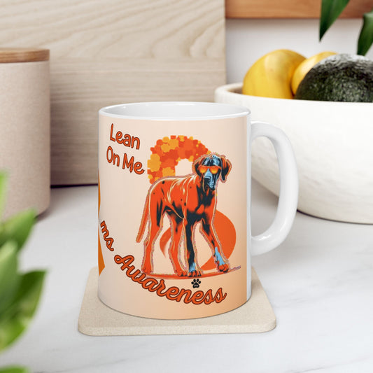 Great Dane MS Awareness Ceramic Mug - "Lean on Me" Mobility Service Dog Coffee Cup