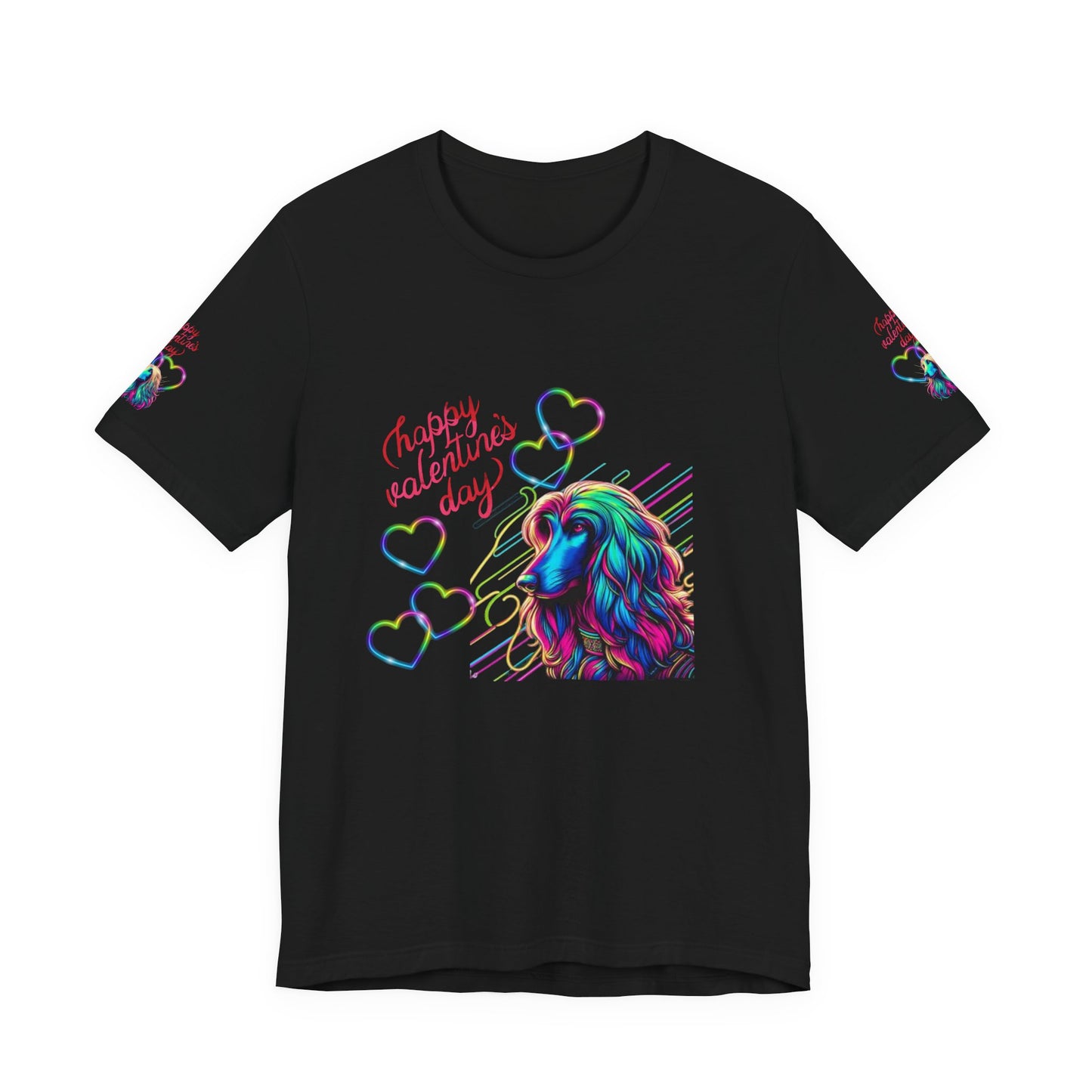 Afghan Hound Neon Hearts Valentine Tee