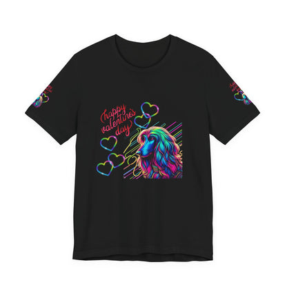 Afghan Hound Neon Hearts Valentine Tee
