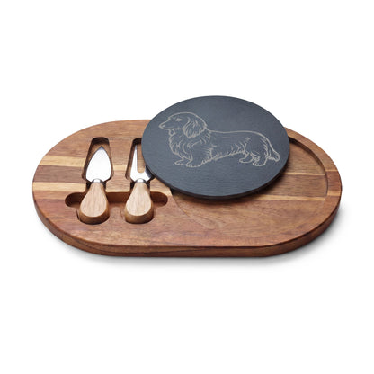 Long Hair Dachshund Engraved Charcuterie Board, Dog Lover Cheese Board & Serving Platter