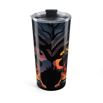 German Shepherd Witch Duo: Haunted Mansion Coffee Tumbler by Stacy Soto