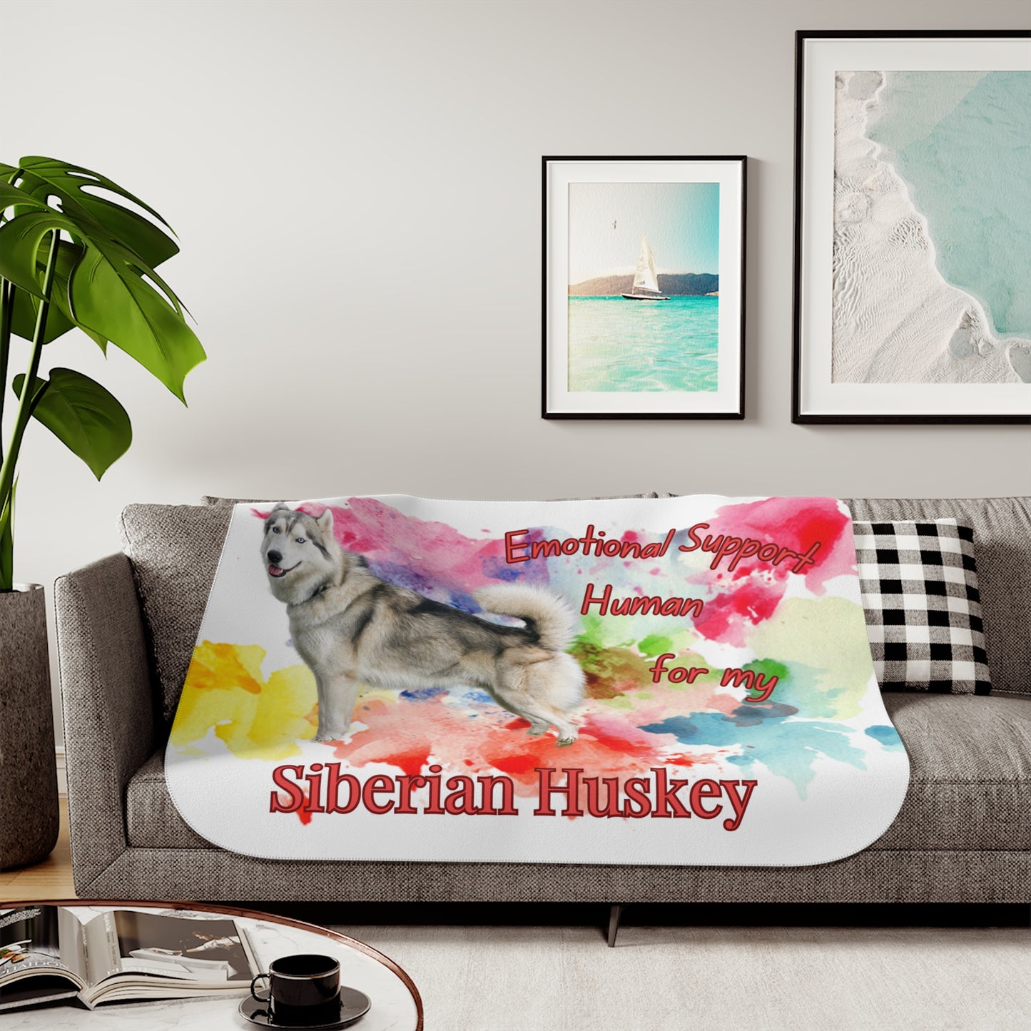 Siberian Husky Emotional Support Sherpa Blanket - Cozy Comfort in Two Colors