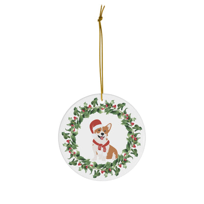 Corgi Christmas Ornament Ceramic Round Ornament Christmas decor