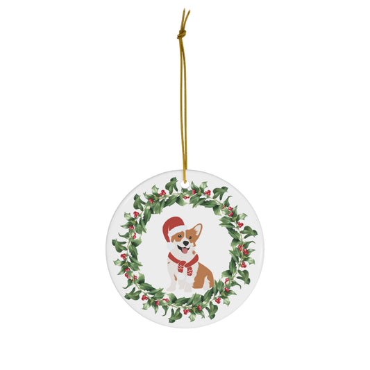 Corgi Christmas Ornament Ceramic Round Ornament Christmas decor