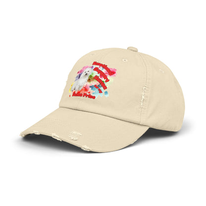 Emotional Support Human for My Bichon Frise Distressed Dad Hat - Baseball Cap