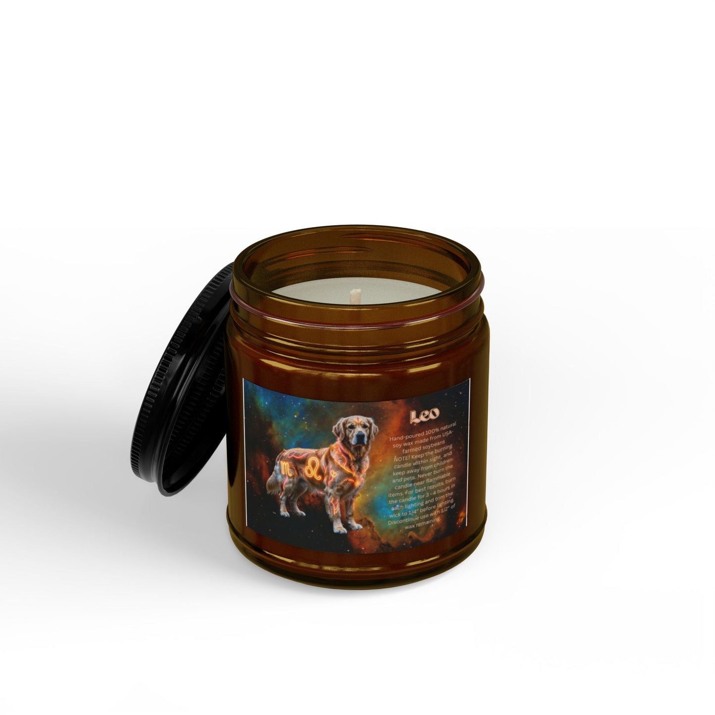 Golden Retriever Leo Zodiac Scented Soy Candle - Celestial Astrology Gift