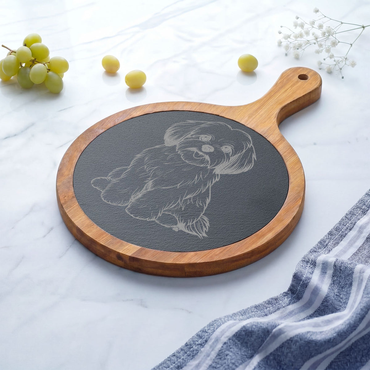Maltese Engraved Charcuterie Board, Dog Lover Cheese Board & Serving Platter