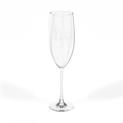 Dachshund Long Hair Engraved Champagne Flute