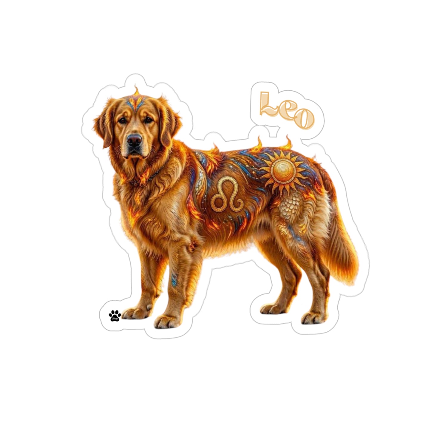 Leo Elements Collection Golden Retriever Die-Cut Transparent Outdoor Vinyl Sticker