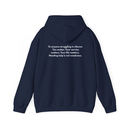 Healing at Both Ends of the Leash™ – Veterans Day Support Unisex Heavy Blend Hooded Sweatshirt