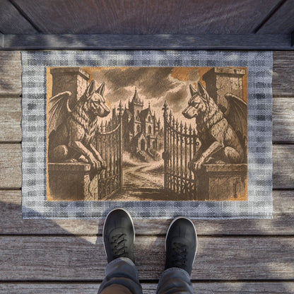 German Shepherd Gargoyle Angel Gothic Protector Welcome Mat