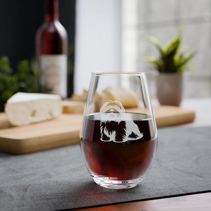 Shih Tzu Sketch and Serve Engraved Stemless Wineglass