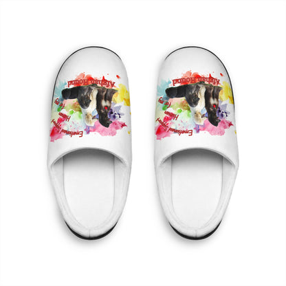 Emotional Support Human  Women's Indoor Slippers - Afghan Hound Design